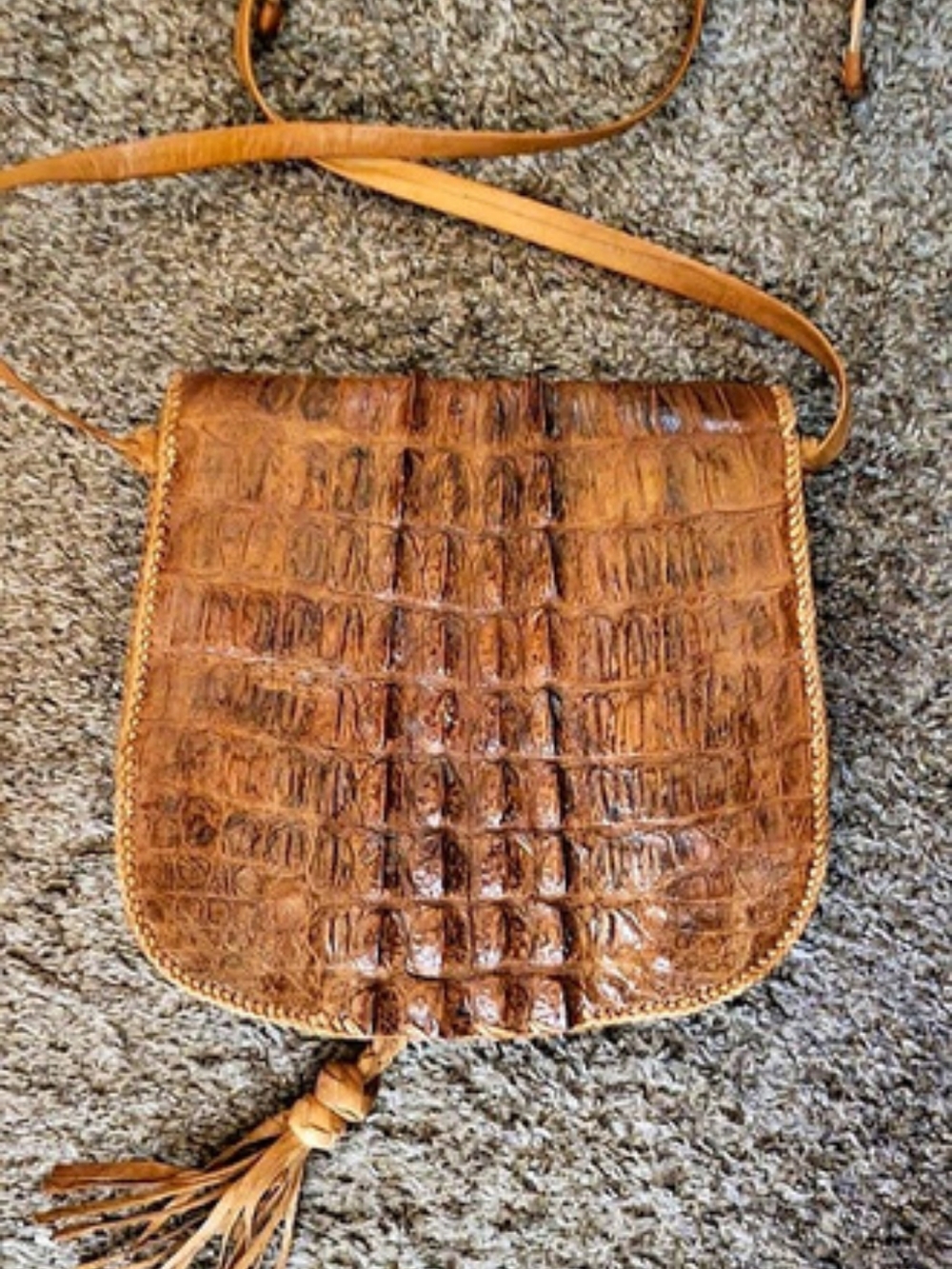 Brown Crocodile Crossbody Bag
